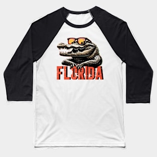 Travel Florida Funny Alligator in Sunglasses Baseball T-Shirt